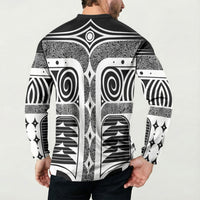 Japanese Indigenous Button Sweatshirt Jomon Tribal Inspired Black
