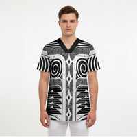 Japanese Indigenous Scrub Top Jomon Tribal Inspired Black