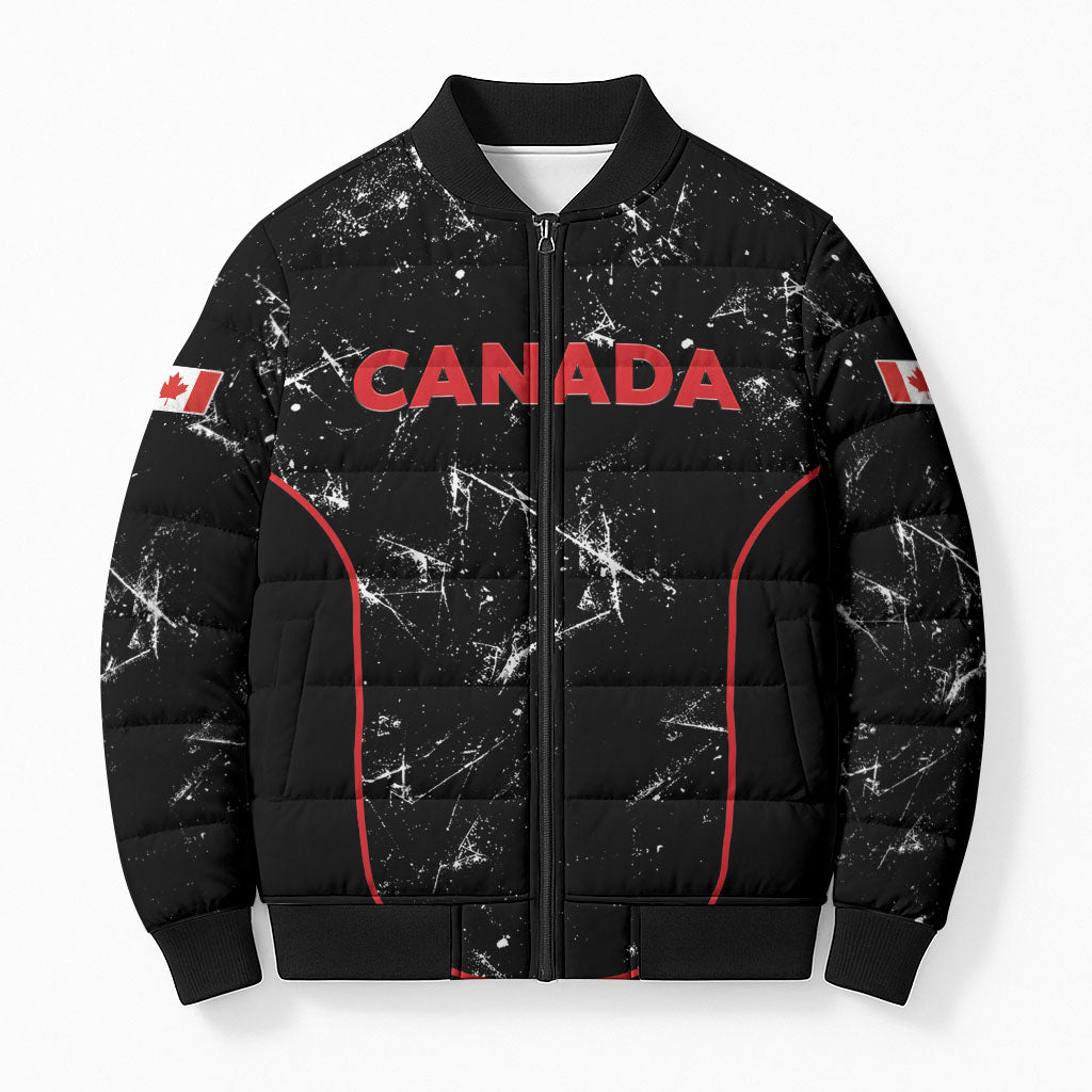 Custom Canada Football 2026 Bomber Puffer Jacket Go Les Rouges