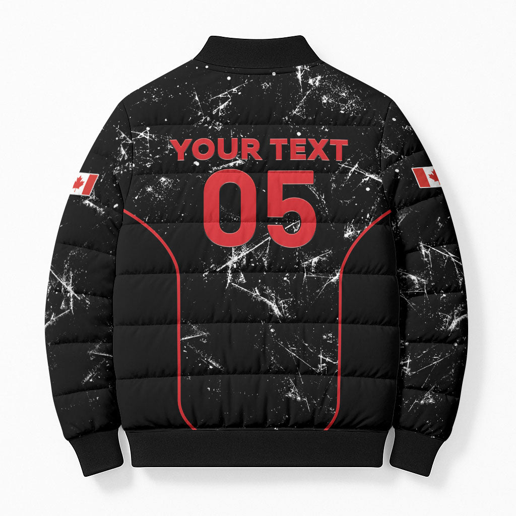 Custom Canada Football 2026 Bomber Puffer Jacket Go Les Rouges