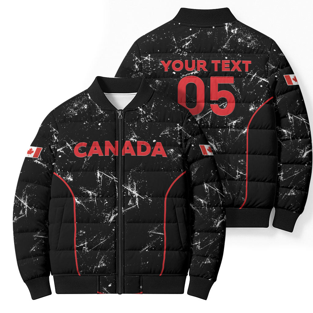 Custom Canada Football 2026 Bomber Puffer Jacket Go Les Rouges