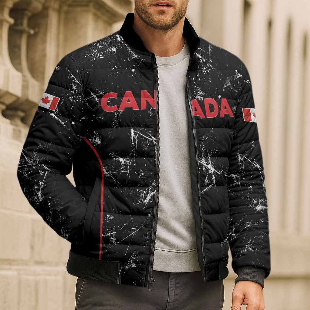 Custom Canada Football 2026 Bomber Puffer Jacket Go Les Rouges