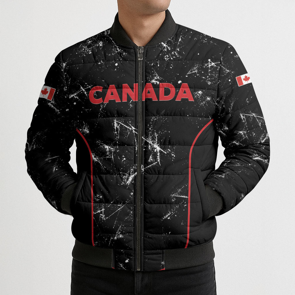 Custom Canada Football 2026 Bomber Puffer Jacket Go Les Rouges