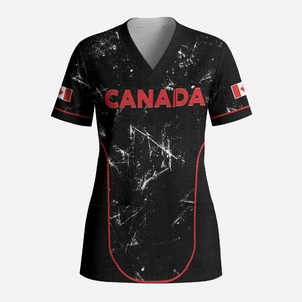 Custom Canada Football 2026 Scrub Top Go Les Rouges