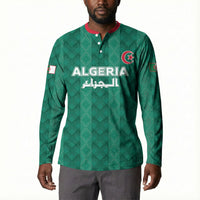 Custom Algeria Football 2026 Button Sweatshirt Algerian Geometric Patterns