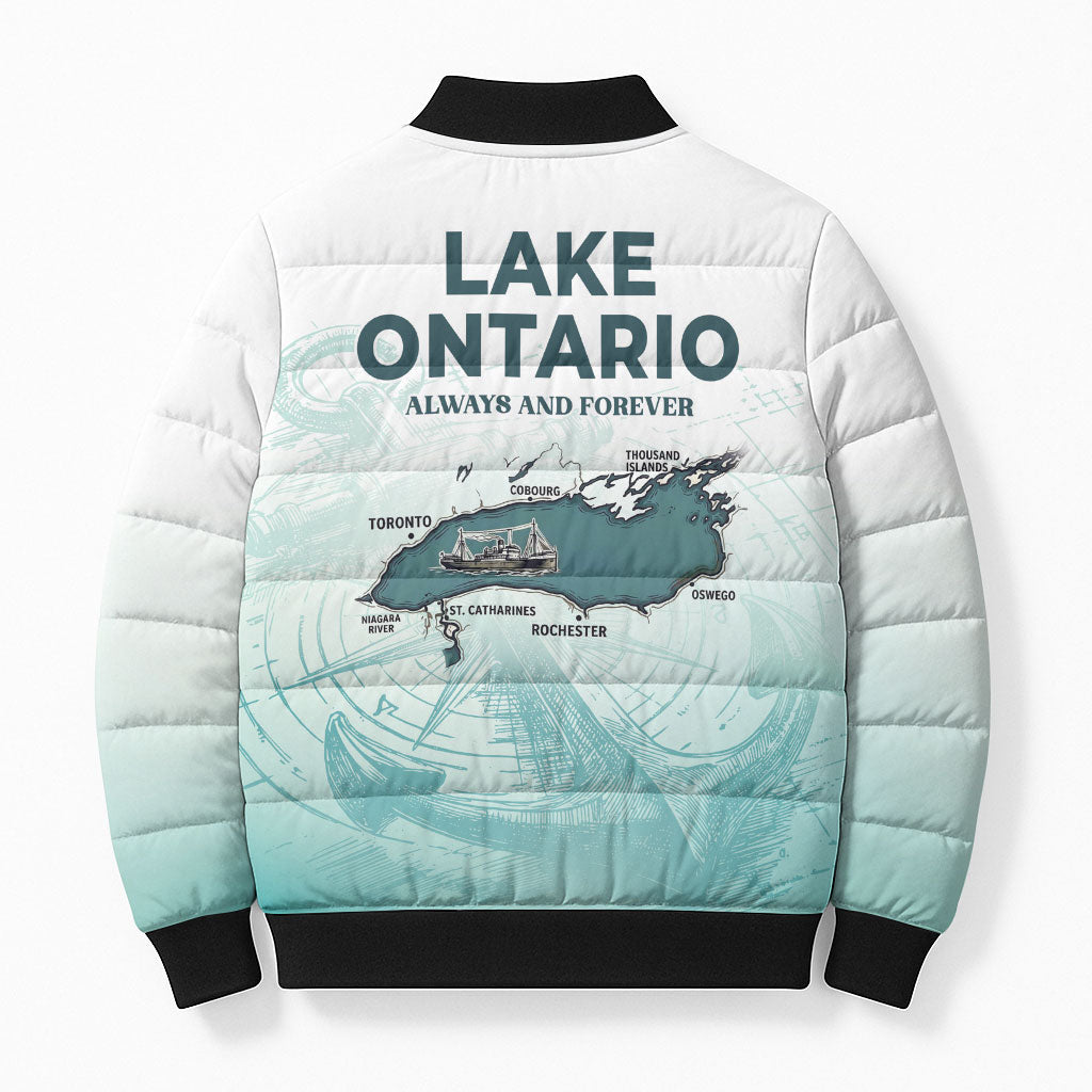 Canada The Great Lakes Bomber Puffer Jacket Lake Ontario Forever