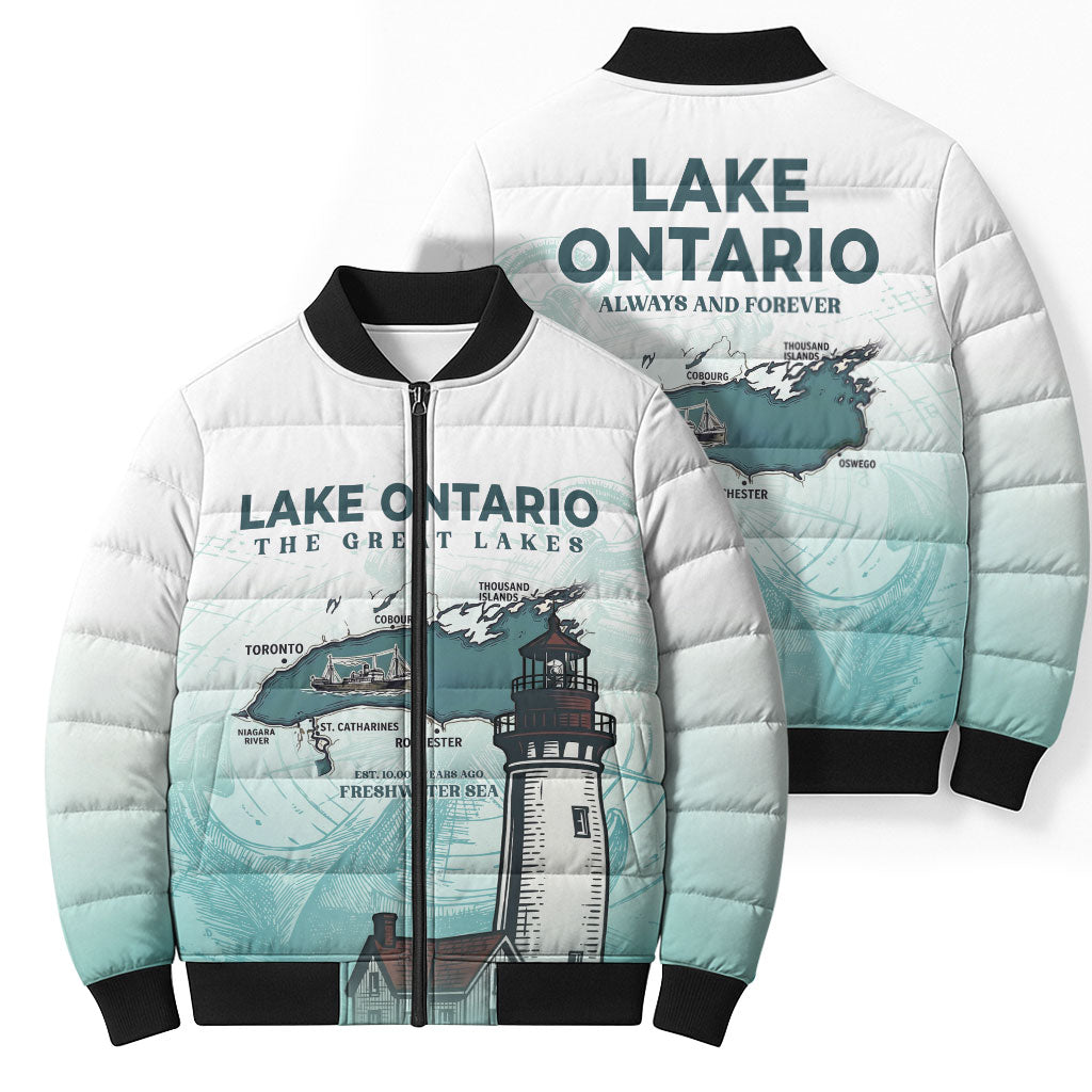 Canada The Great Lakes Bomber Puffer Jacket Lake Ontario Forever