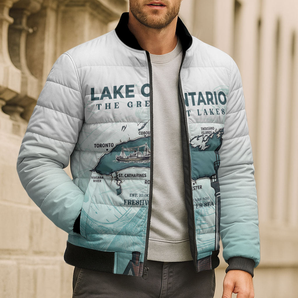 Canada The Great Lakes Bomber Puffer Jacket Lake Ontario Forever