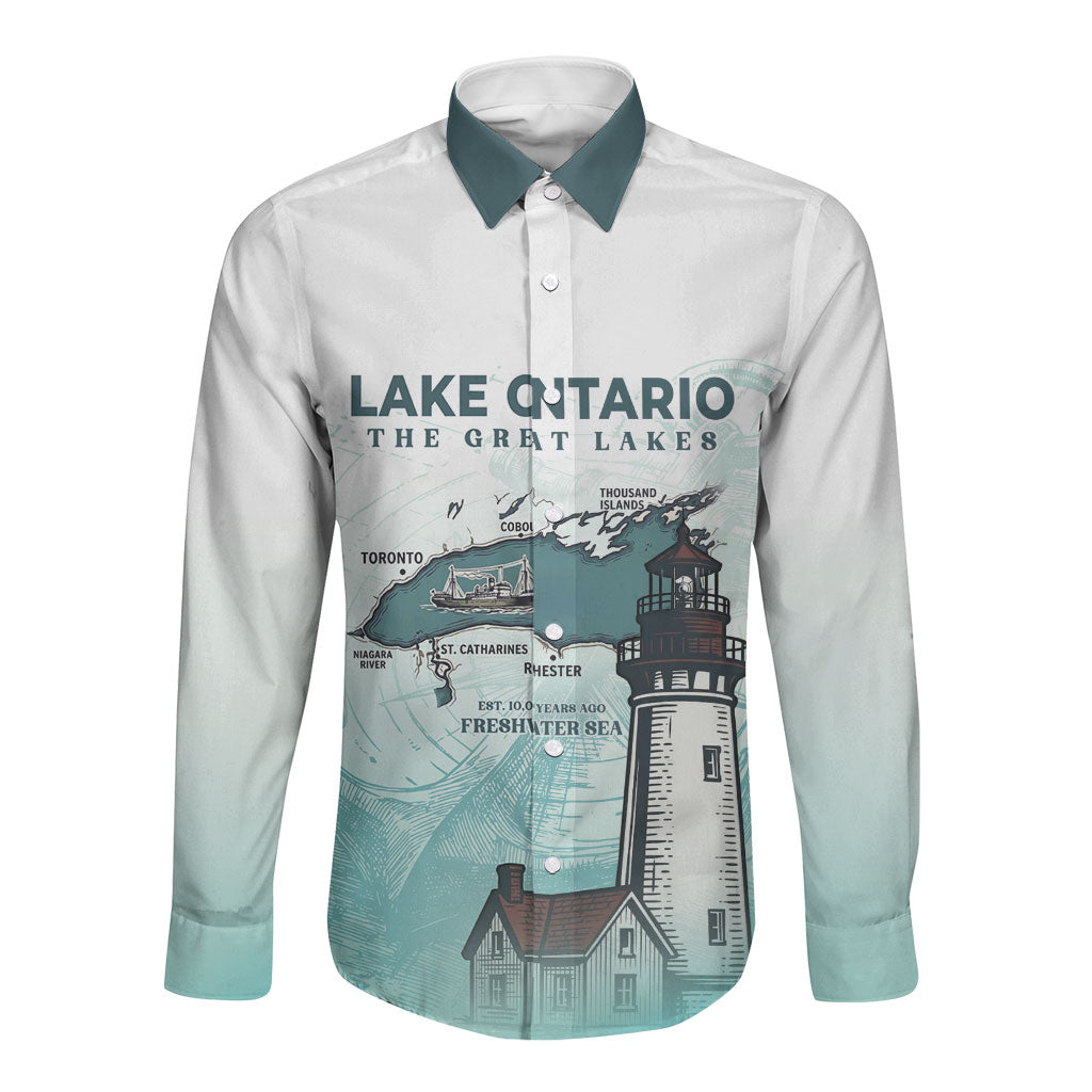 Canada The Great Lakes Long Sleeve Button Shirt Lake Ontario Forever