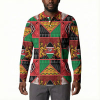 Kenya Christmas Button Sweatshirt Patchwork Style