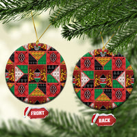 Kenya Christmas Ceramic Ornament Patchwork Style