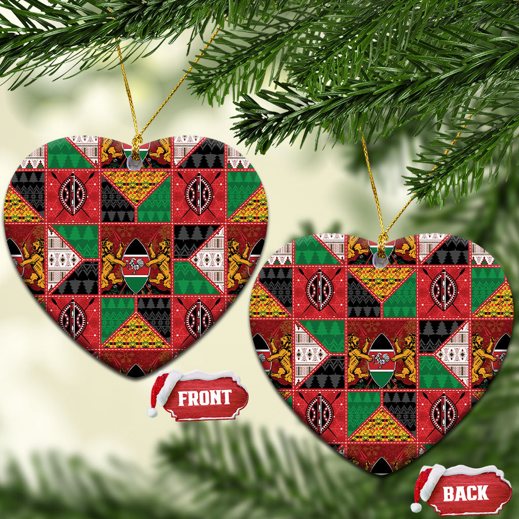 Kenya Christmas Ceramic Ornament Patchwork Style