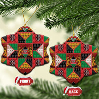 Kenya Christmas Ceramic Ornament Patchwork Style