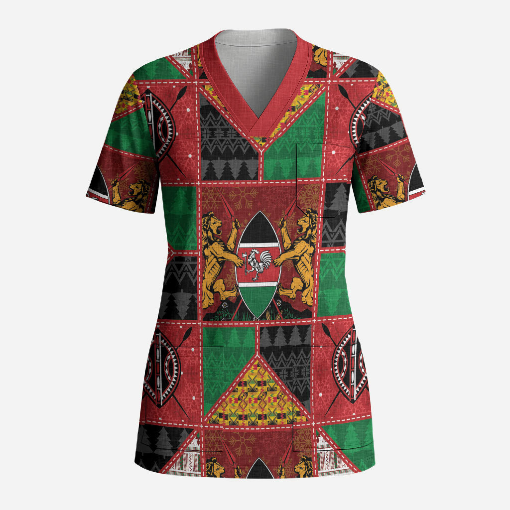 Kenya Christmas Scrub Top Patchwork Style