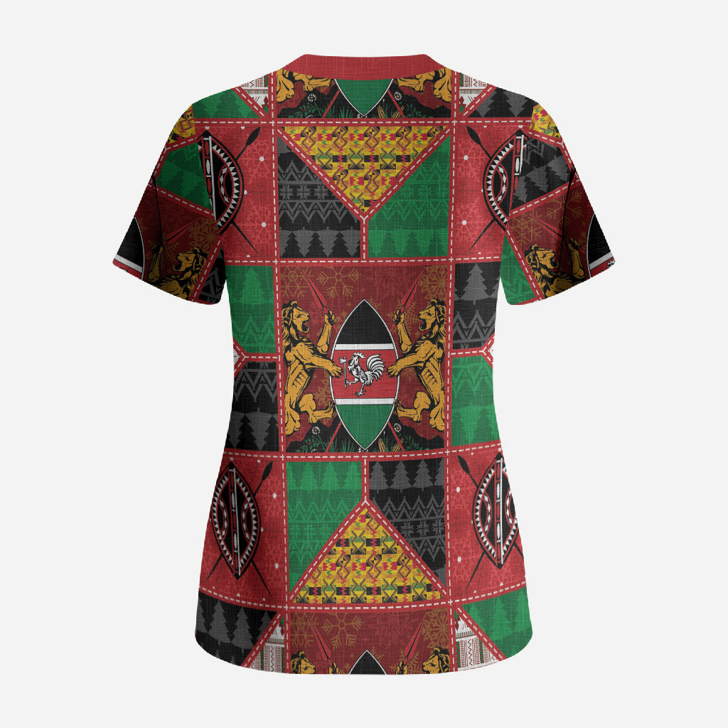 Kenya Christmas Scrub Top Patchwork Style
