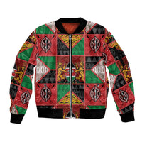 Kenya Christmas Sleeve Zip Bomber Jacket Patchwork Style