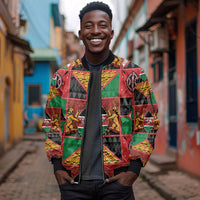 Kenya Christmas Sleeve Zip Bomber Jacket Patchwork Style