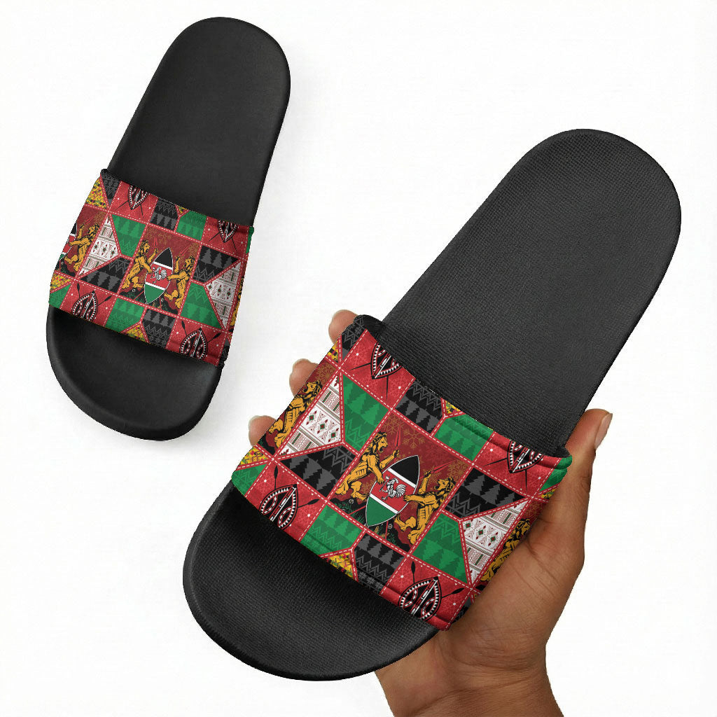 Kenya Christmas Slide Sandals Patchwork Style