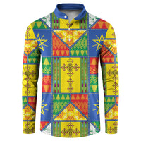 Ethiopia Christmas Button Sweatshirt Patchwork Style