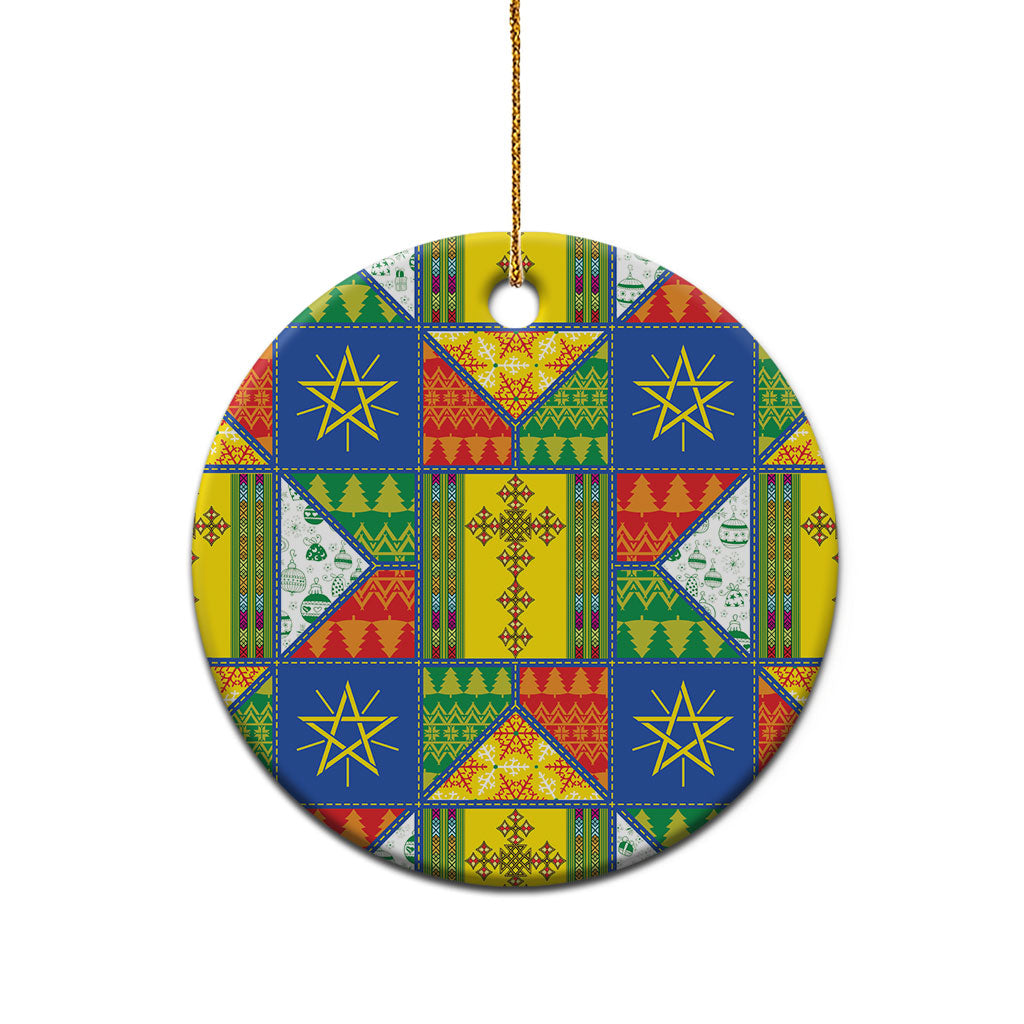 Ethiopia Christmas Ceramic Ornament Patchwork Style