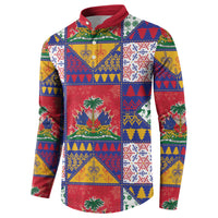 Haiti Christmas Button Sweatshirt Patchwork Style