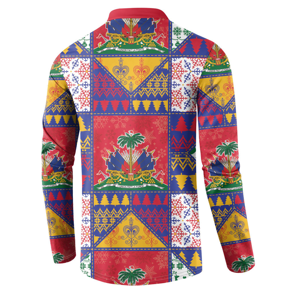 Haiti Christmas Button Sweatshirt Patchwork Style