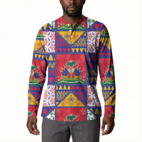 Haiti Christmas Button Sweatshirt Patchwork Style