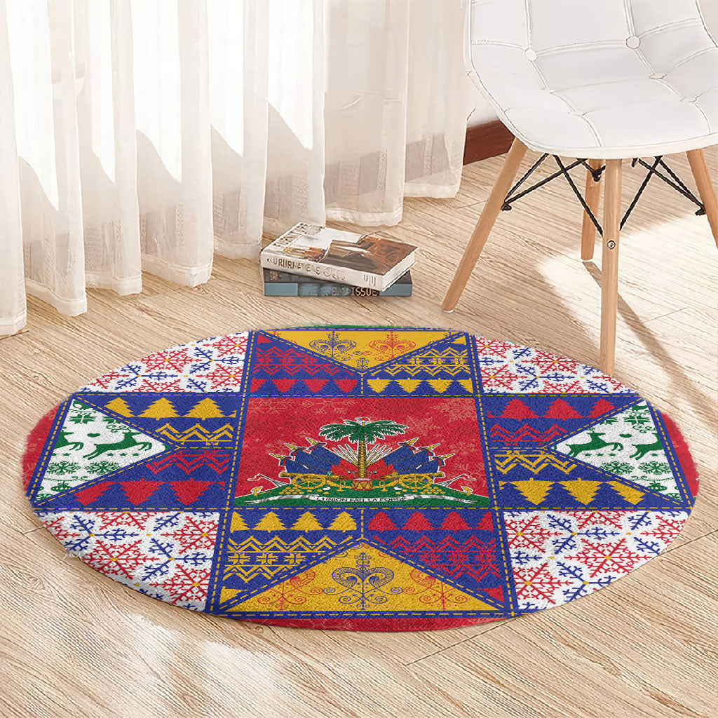Haiti Christmas Round Carpet Patchwork Style
