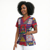 Haiti Christmas Scrub Top Patchwork Style