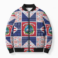 Liberia Christmas Bomber Puffer Jacket Patchwork Style