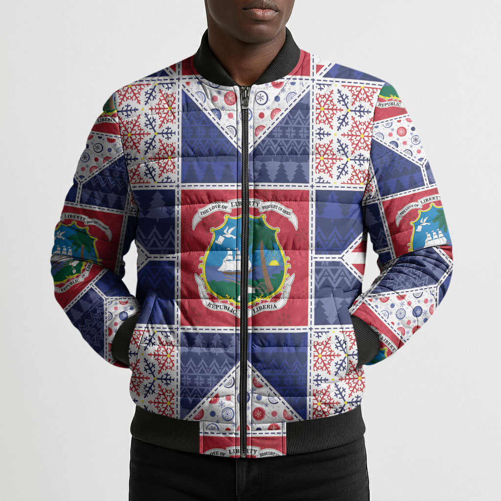 Liberia Christmas Bomber Puffer Jacket Patchwork Style