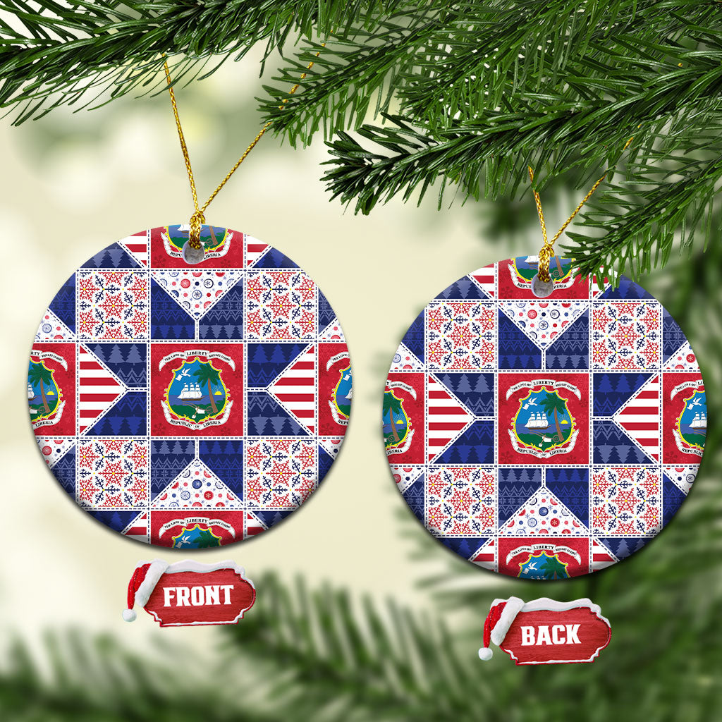 Liberia Christmas Ceramic Ornament Patchwork Style