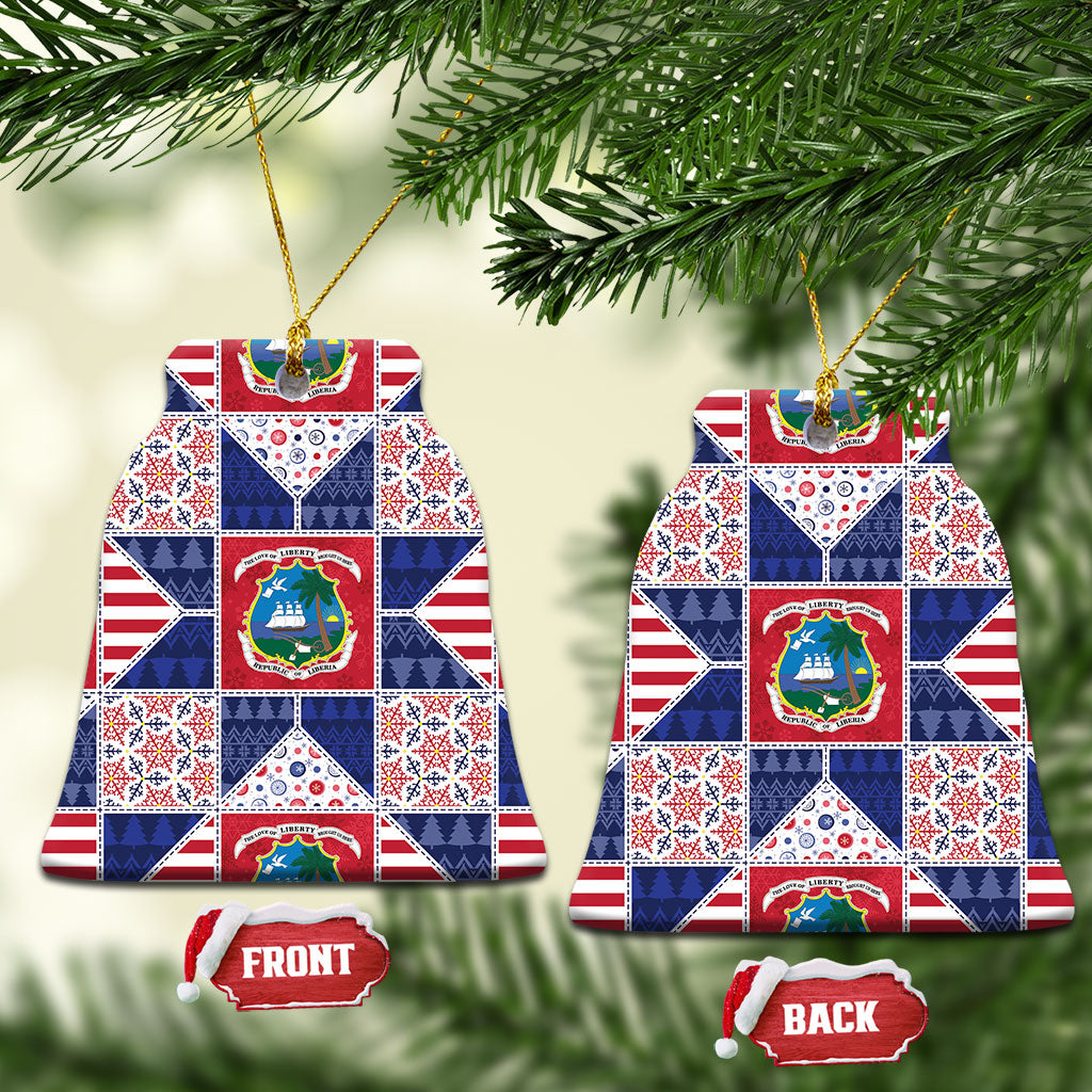 Liberia Christmas Ceramic Ornament Patchwork Style