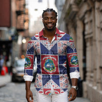 Liberia Christmas Long Sleeve Button Shirt Patchwork Style