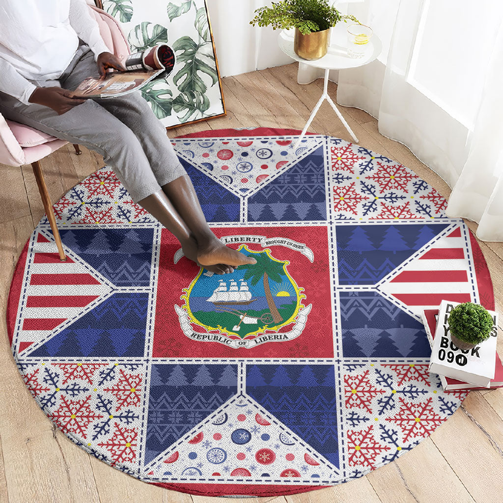 Liberia Christmas Round Carpet Patchwork Style