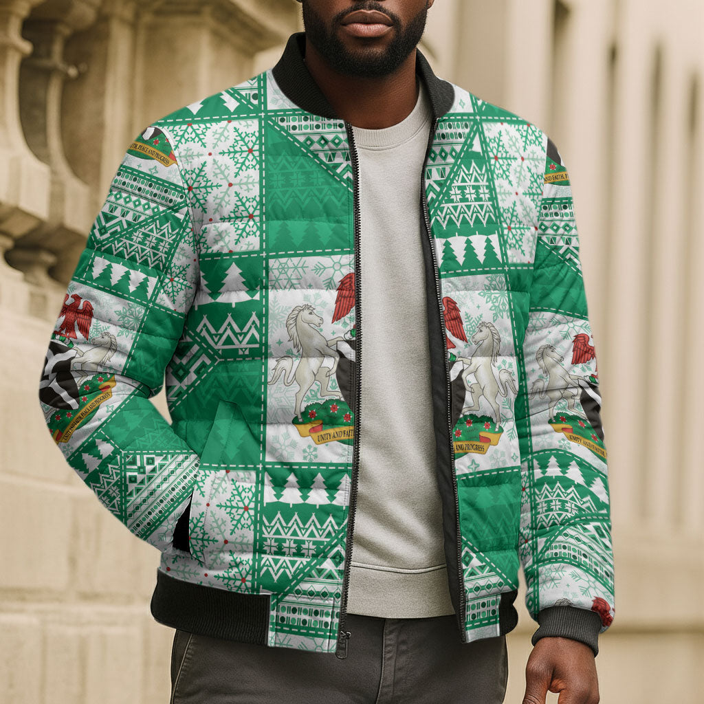 Nigeria Christmas Bomber Puffer Jacket Patchwork Style