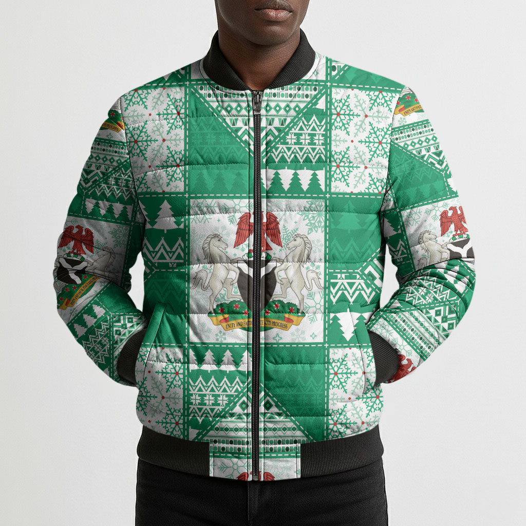 Nigeria Christmas Bomber Puffer Jacket Patchwork Style