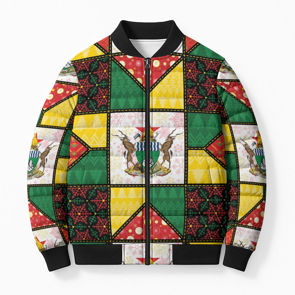 Zimbabwe Christmas Bomber Puffer Jacket Patchwork Style