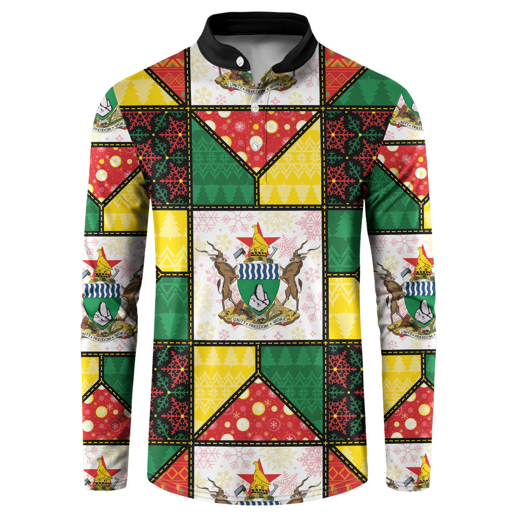 Zimbabwe Christmas Button Sweatshirt Patchwork Style
