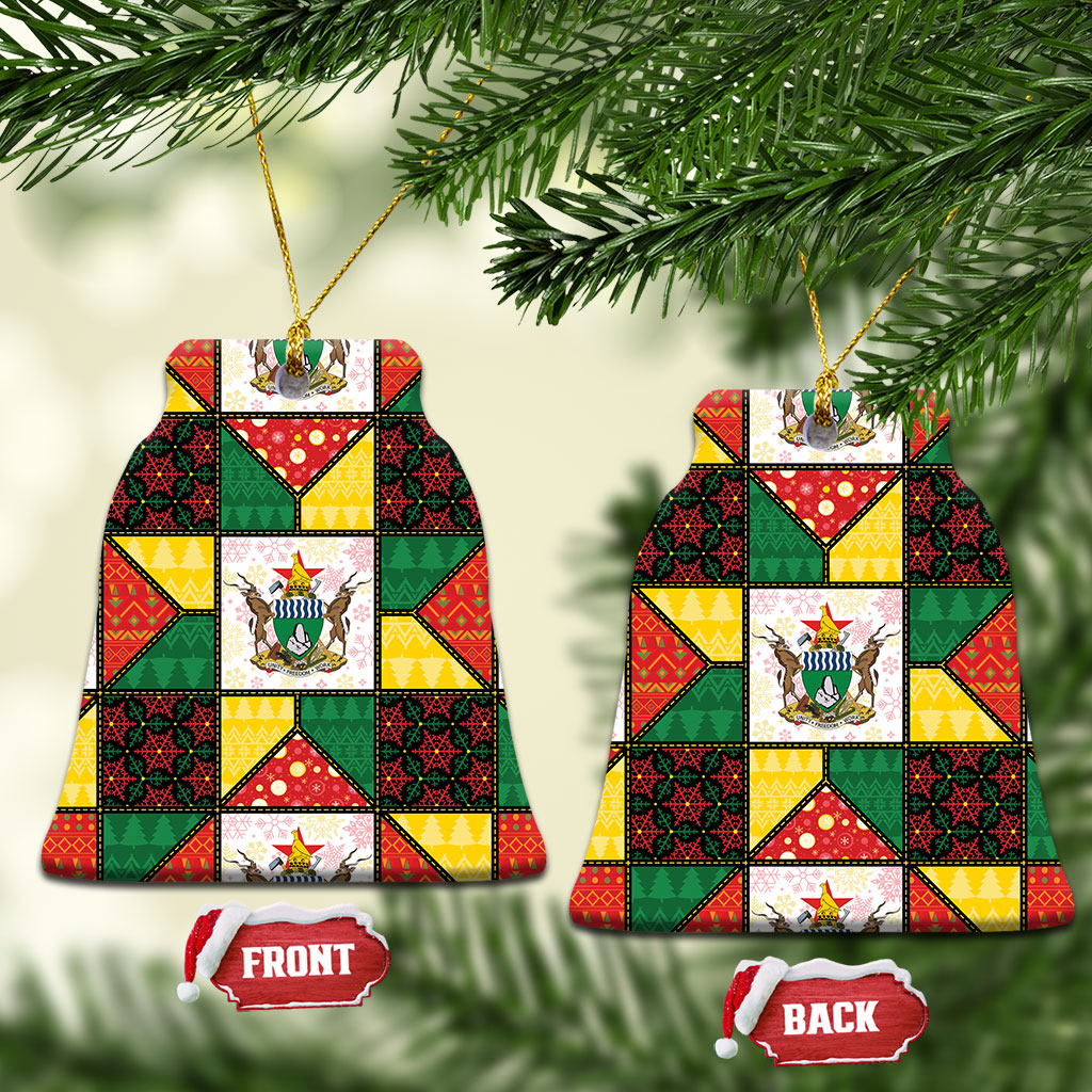 Zimbabwe Christmas Ceramic Ornament Patchwork Style