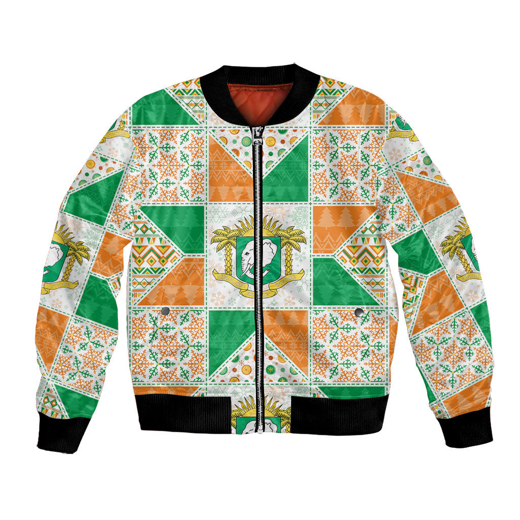 Ivory Coast Christmas Bomber Jacket Patchwork Style