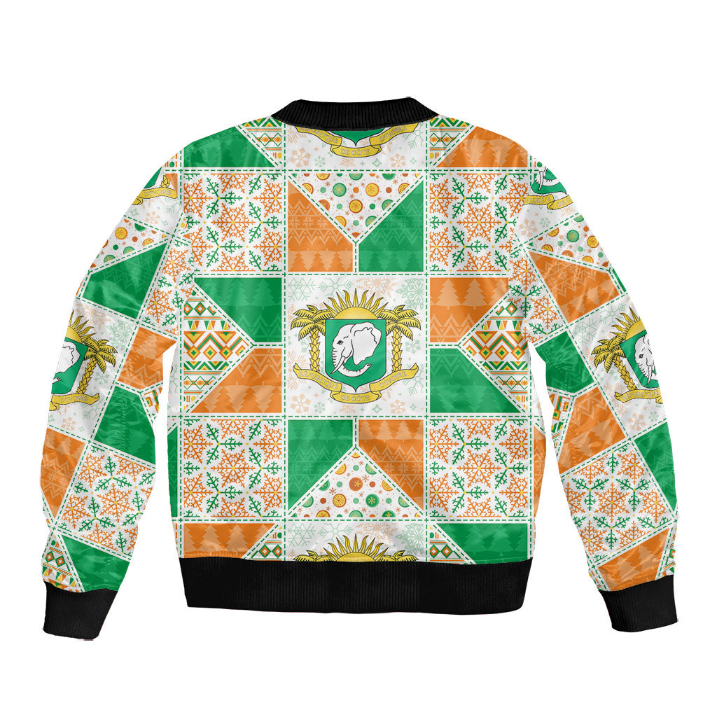 Ivory Coast Christmas Bomber Jacket Patchwork Style