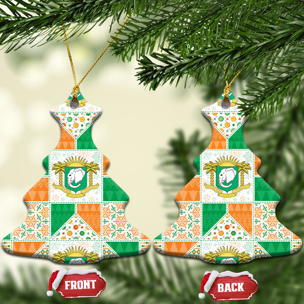 Ivory Coast Christmas Ceramic Ornament Patchwork Style