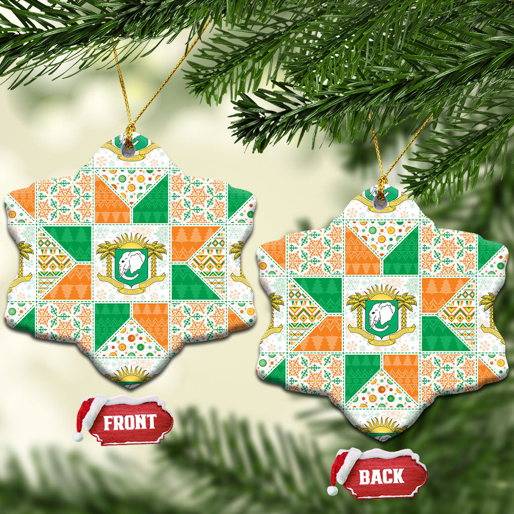 Ivory Coast Christmas Ceramic Ornament Patchwork Style