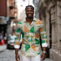 Ivory Coast Christmas Long Sleeve Button Shirt Patchwork Style