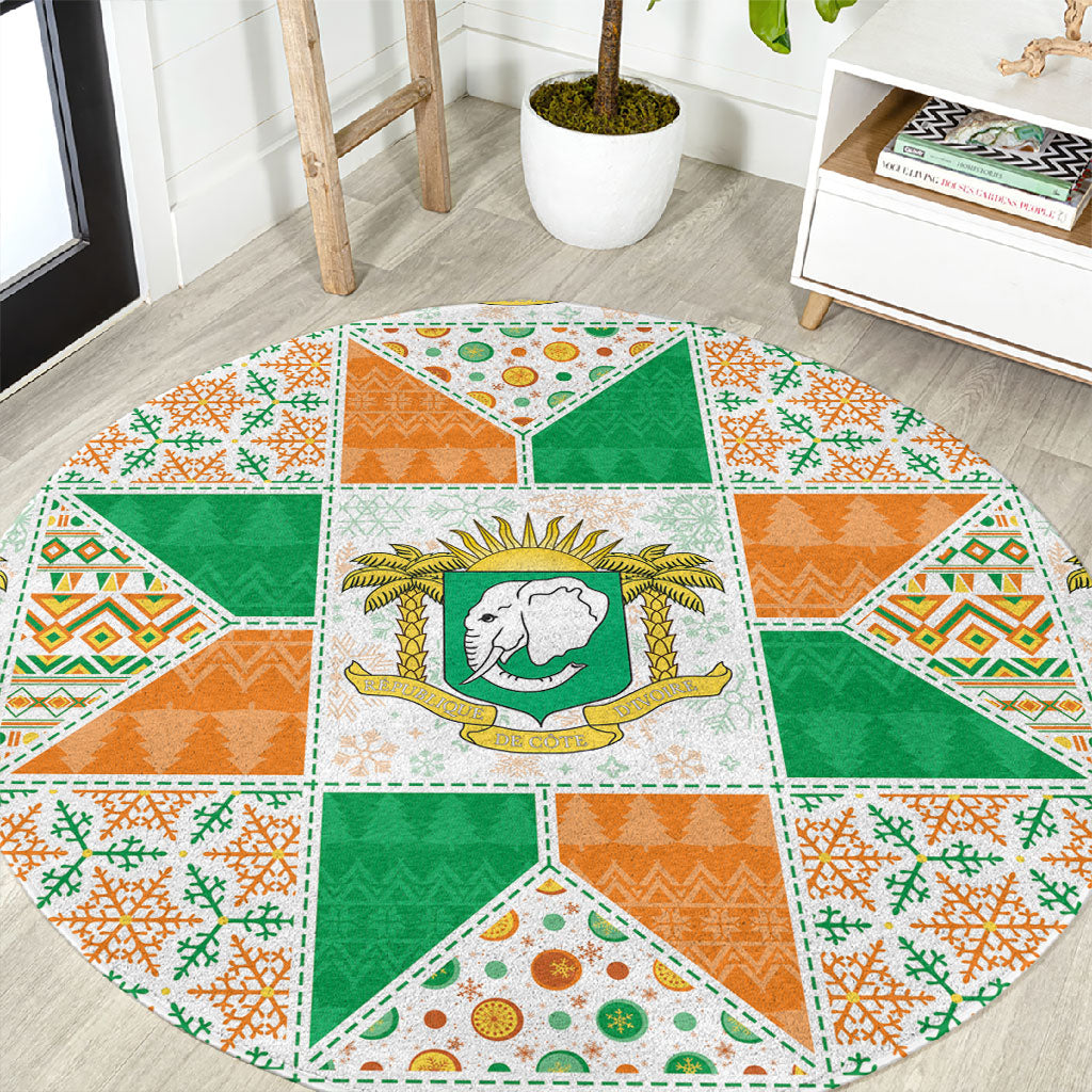 Ivory Coast Christmas Round Carpet Patchwork Style