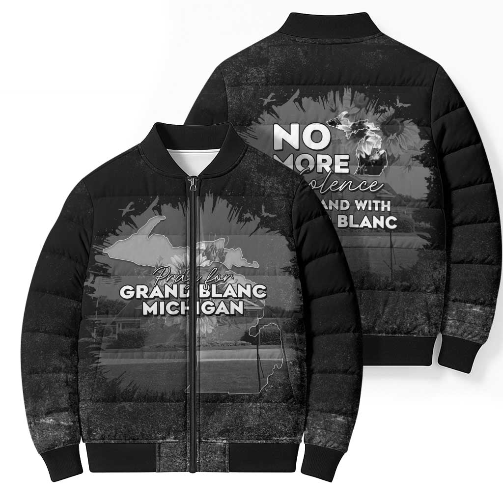 Pray For Michigan Bomber Puffer Jacket No More Violence - Wonder Print Shop