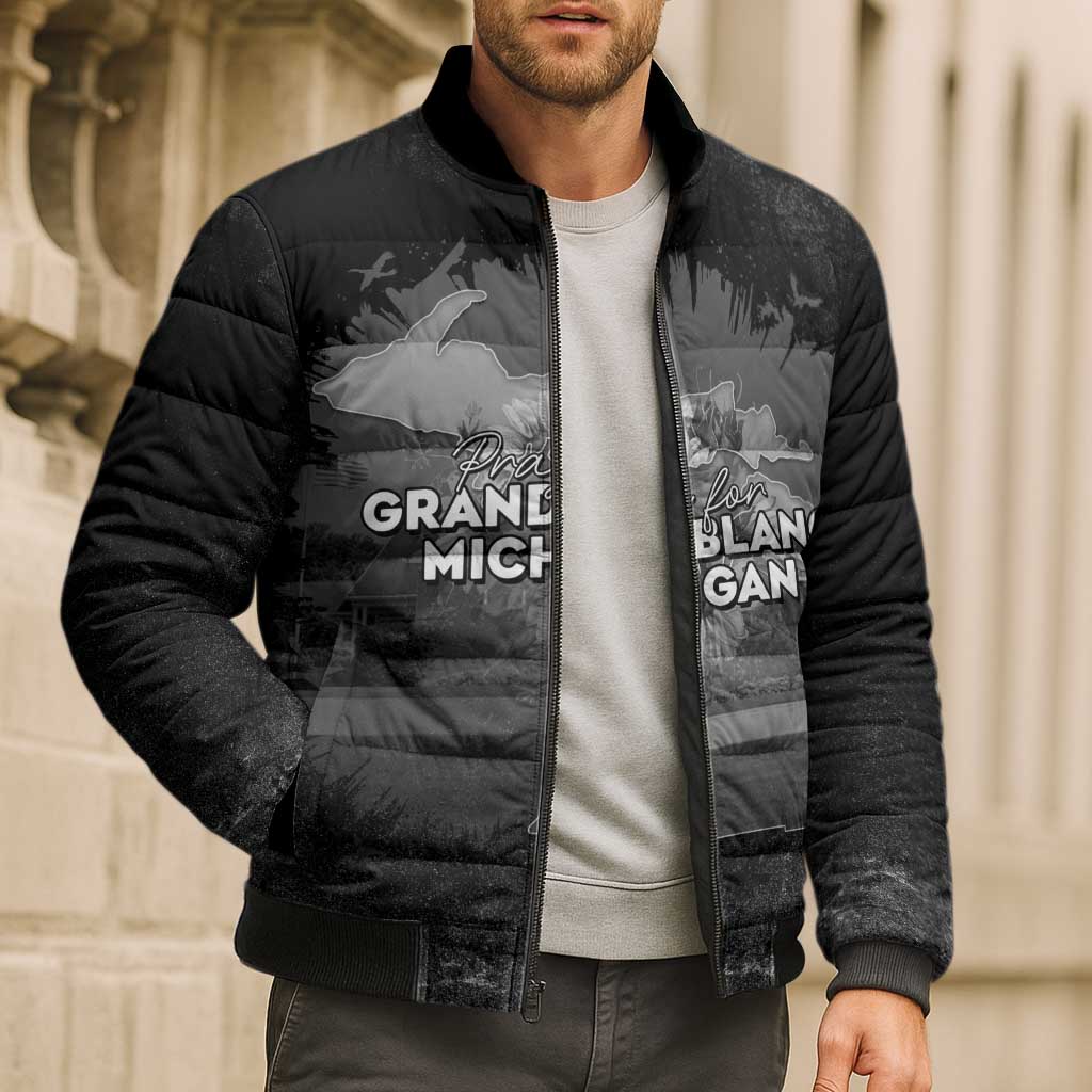 Pray For Michigan Bomber Puffer Jacket No More Violence - Wonder Print Shop