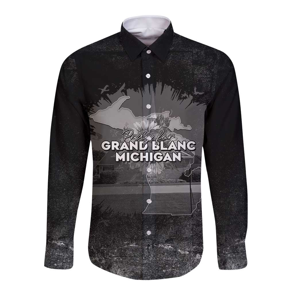 Pray For Michigan Long Sleeve Button Shirt No More Violence - Wonder Print Shop