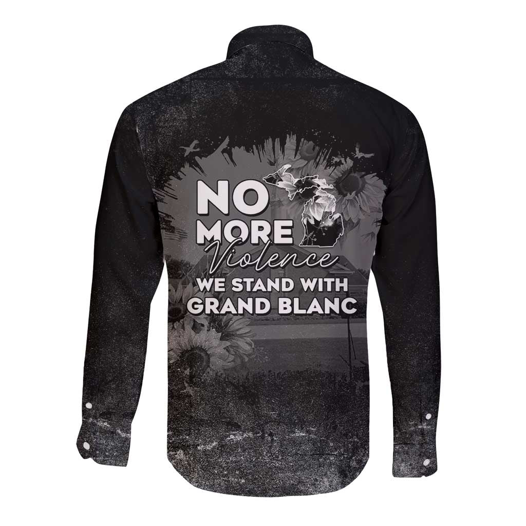 Pray For Michigan Long Sleeve Button Shirt No More Violence - Wonder Print Shop